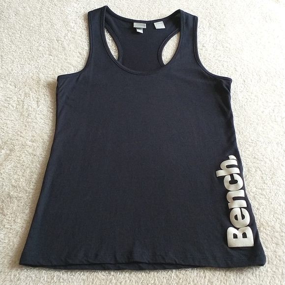 Bench Tops - Navy Bench Racerback Tank Top